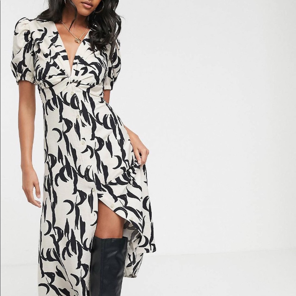 ✨ Glamorous Crescent Moon Midi Dress | Vintage-Inspired Front Knot